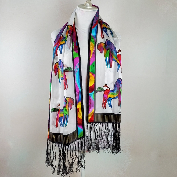 LAUREL BURCH "Bowing Horses" Silk Scarf - Picture 4 of 8